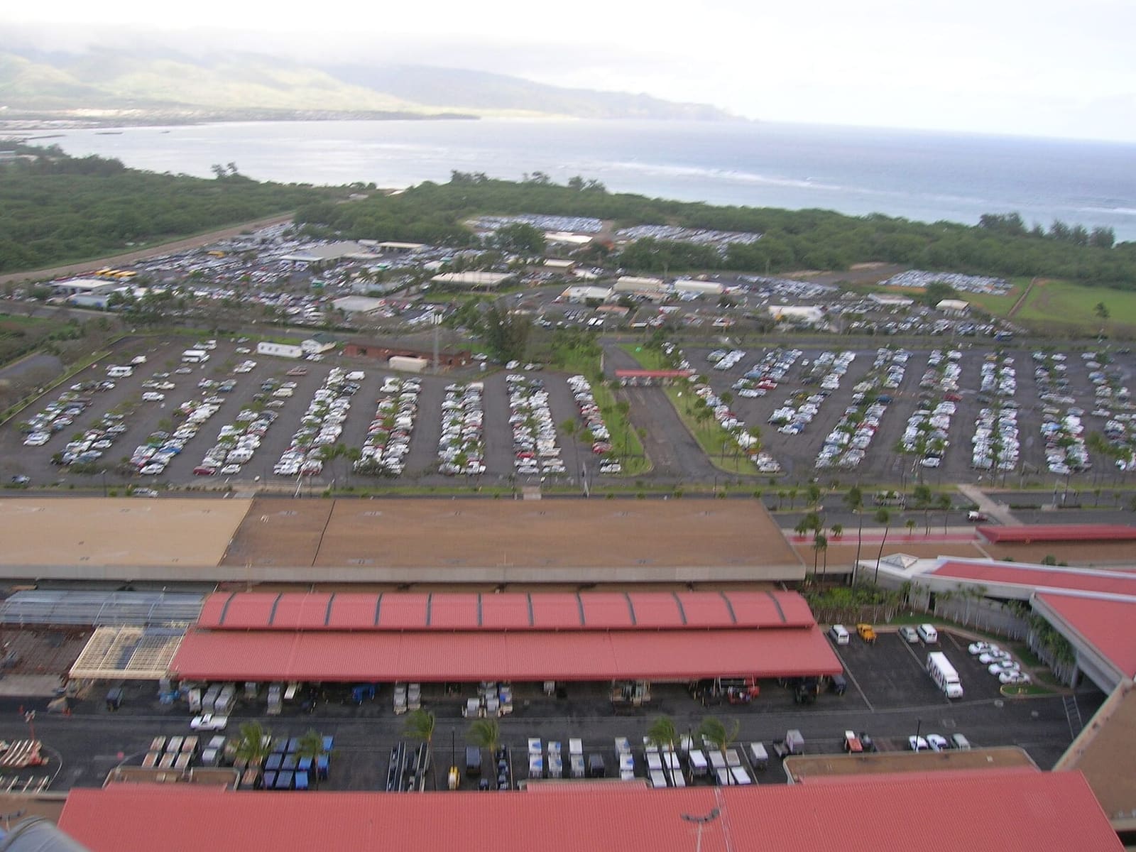 Kahului Airport from the air; the heliport is on the airport grounds but has its own entrance off Haleakalā Highway