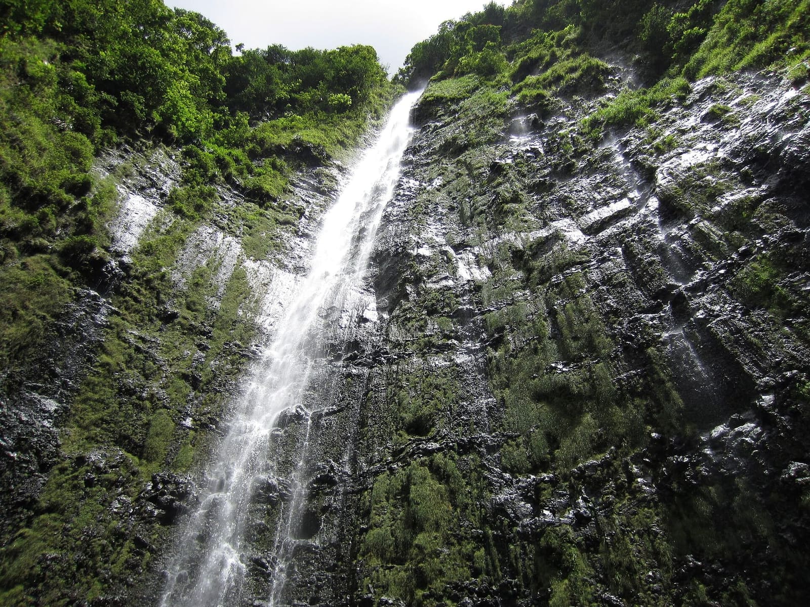Waimoku Falls, 400 ft, at the head of ʻOheʻo Gulch in the park's Kīpahulu District